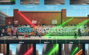 Laser cleaning for removing graffiti from public spaces