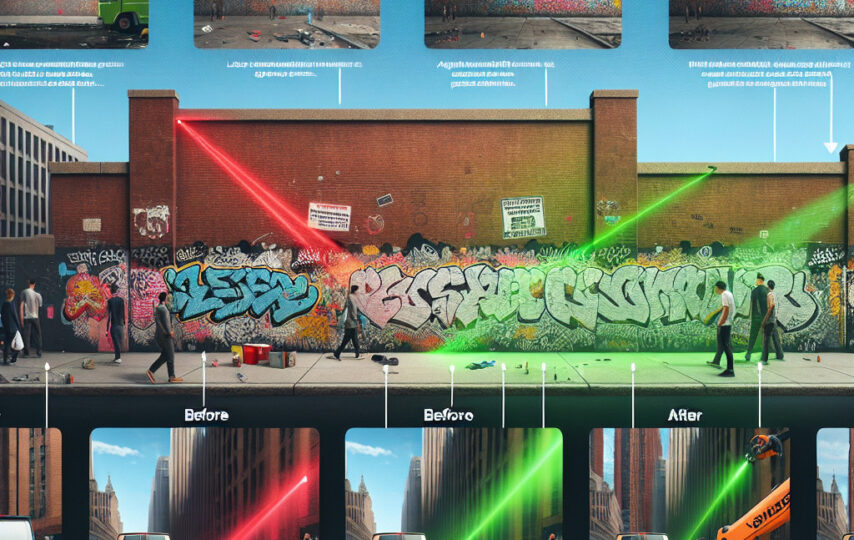 Laser cleaning for removing graffiti from public spaces